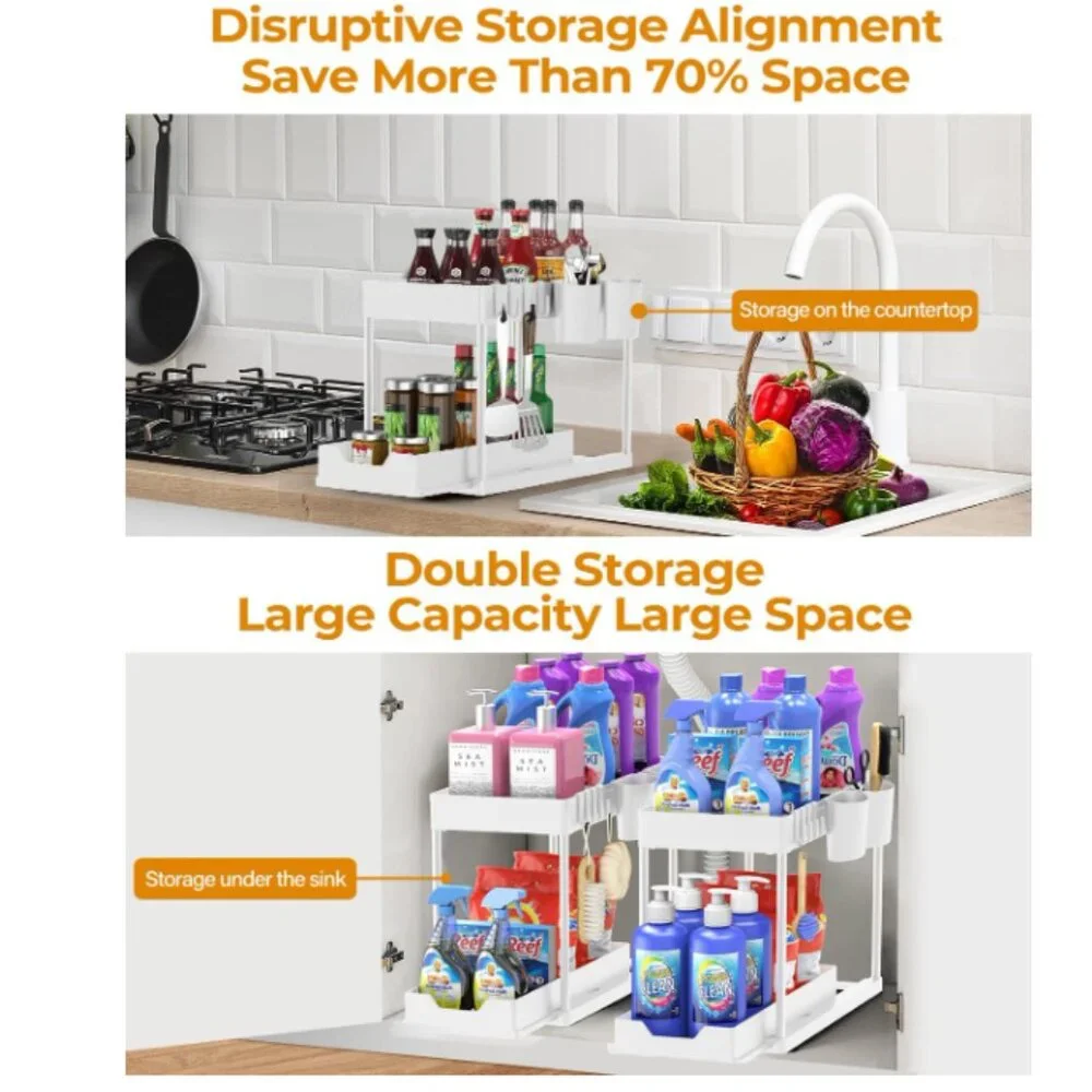 Under Sink Organizers and Storage Bathroom - 2 tiers - set of 2